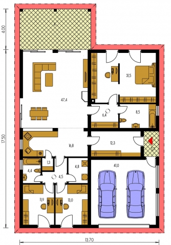 Floor plan of ground floor - BUNGALOW 29